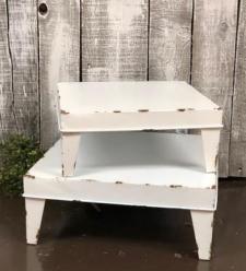 White Distressed Metal Risers (Set of 2)