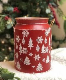 White Trees/Snowflakes Red Milk Can .