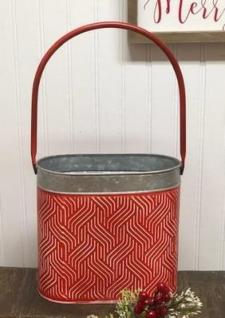 Red Weave Oval Container .