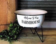 Welcome To Our Farmhouse Bowl on Stand .