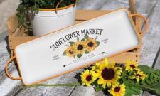 Orange Rim Sunflower Tray 