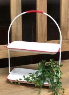 Red Rim White  Tier Tray  