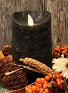 Black LED Pillar Candle w/Timer 