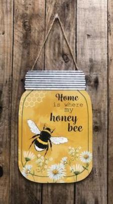 Honey Bee Mason Jar Wall hanger .