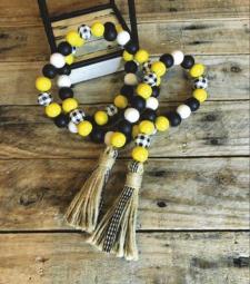 Yellow & Black Plaid Bead Strand 