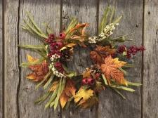 Red Berry Pinecone Fall Candle Ring .