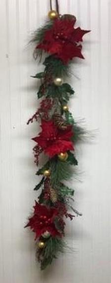 Red Poinsettia Ornament Garland 