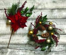 Red Poinsettia Ornament Candle Ring .