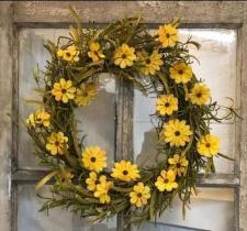 Yellow Fall Flower Wreath 