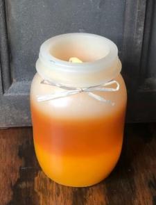 Candy Corn Keeping Jar LED Candle W/ Timer .