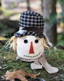 Black Plaid Hat Scarecrow Head Large .