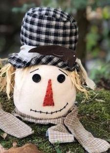 Black Plaid Hat Scarecrow Head Small .